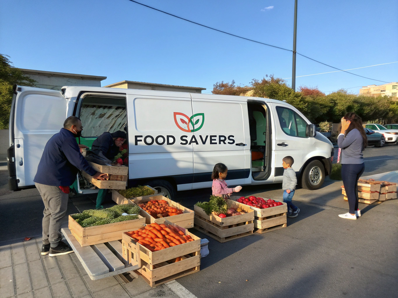 Eagel Ministry van delivering grocery bundles directly to a doorstep